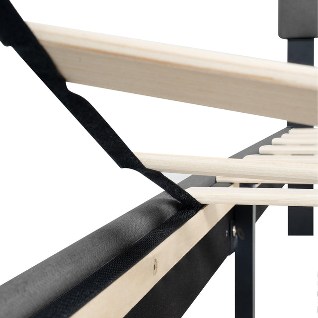 Twin Upholstered Linen Platform Bed Frame With Headboard - Omega Lifestyles