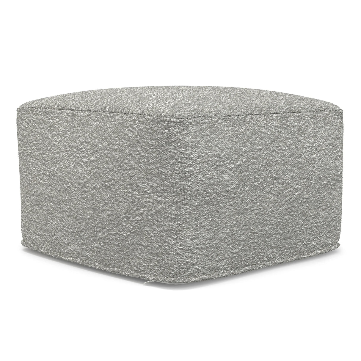 Light Gray Cotton Boucle Square Pouf Ottoman - Omega Lifestyles