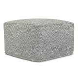 Light Gray Cotton Boucle Square Pouf Ottoman - Omega Lifestyles
