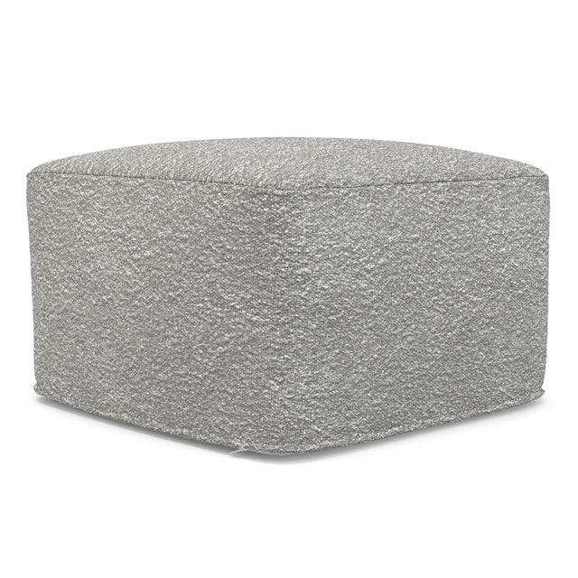 Light Gray Cotton Boucle Square Pouf Ottoman - Omega Lifestyles
