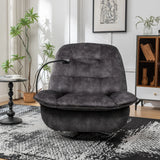 Modern Black Velvet Swivel Gliding Recliner Chair With Phone Holder - Omega Lifestyles
