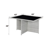 9-Piece Blue Fabric Wicker Outdoor Bistro Dining Set - Omega Lifestyles