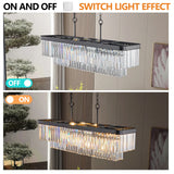 Adjustable Rectangular Iron Crystal Chandelier Lighting Fixture - Omega Lifestyles
