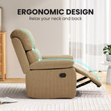 Small Recliner Chair Camel Acacia Wood Metal - Omega Lifestyles
