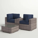 2-Seat Weather-Resistant Wicker Patio Furniture Set With Cushions - Omega Lifestyles