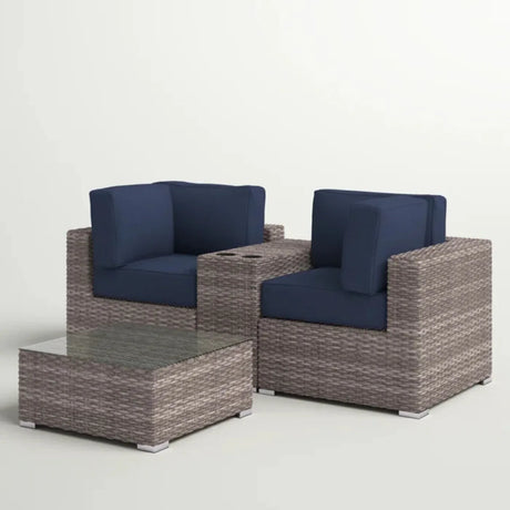 2-Seat Weather-Resistant Wicker Patio Furniture Set With Cushions - Omega Lifestyles
