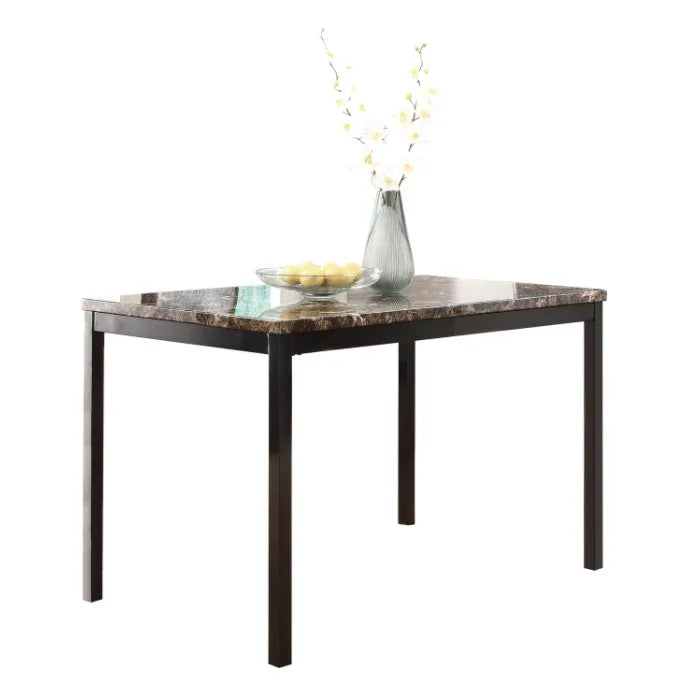 5-Piece Metal Frame Dining Set With Faux Marble Top - Omega Lifestyles