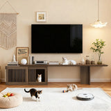 Mid-Century Modern Extendable Walnut Cat Furniture TV Stand - Omega Lifestyles