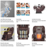 S Track Massage Chair, Full Body Zero Gravity Shiatsu Recliner with Smart Voice Controller, Brown