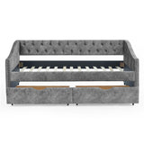Twin Upholstered Tufted Daybed With Storage Drawers - Omega Lifestyles