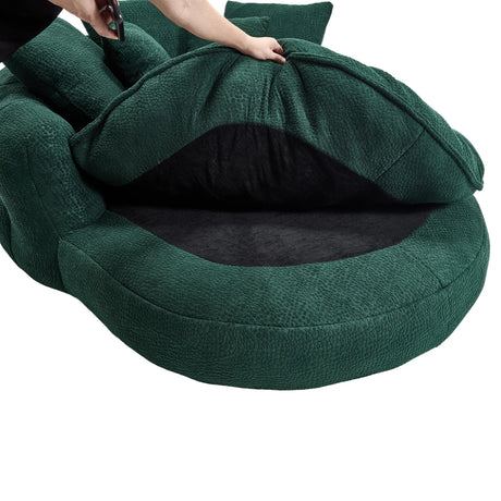 Oversized Chenille Memory Foam Bean Bag Sofa With Pillows - Omega Lifestyles
