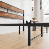 Full Full-Size Industrial Metal And Wood Platform Bed Frame - Omega Lifestyles