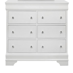 Modern White Solid Wood MDF Dresser With Crystal Hardware - Omega Lifestyles