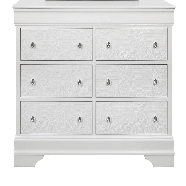 Modern White Solid Wood MDF Dresser With Crystal Hardware - Omega Lifestyles