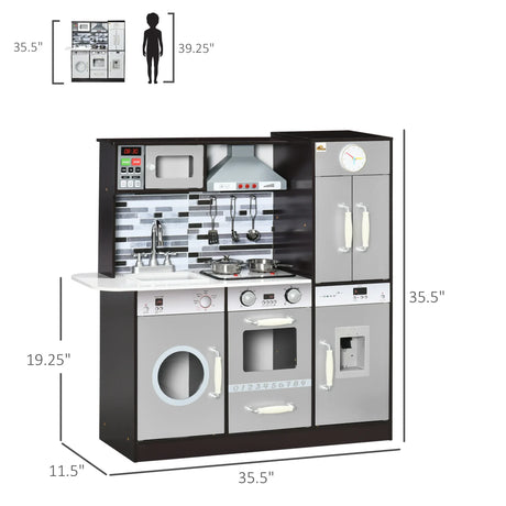 Kids Wooden Play Kitchen With Lights Sound Effects - Omega Lifestyles