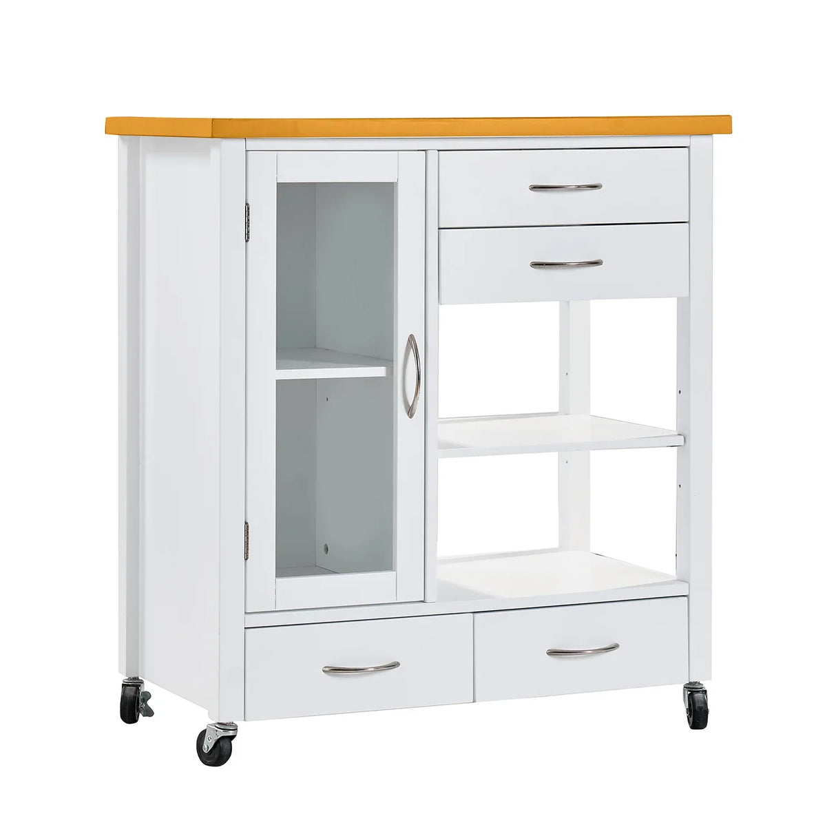 White Rolling Kitchen Island Cart With Drawers And Wheels - Omega Lifestyles
