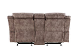 Chocolate Velvet Recliner Loveseat With USB Port Console - Omega Lifestyles