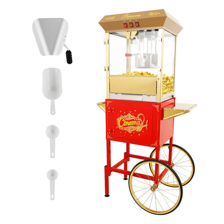 Commercial 16Oz Stainless Steel Popcorn Machine With Cart - Omega Lifestyles