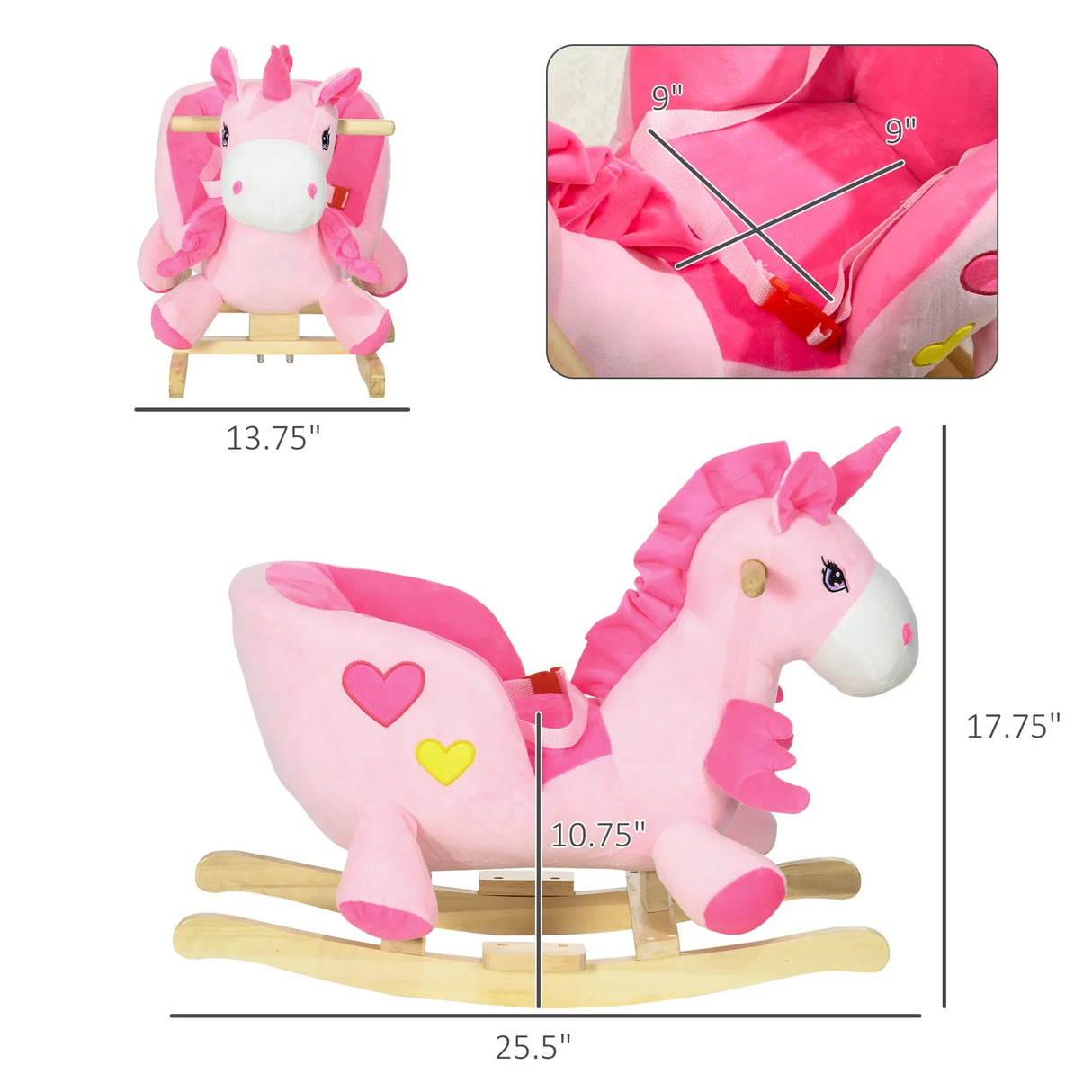 Plush Pink Toddler Rocking Unicorn With 32 Songs - Omega Lifestyles