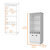 Modern White Bar Cabinet With Glassware And Bottle Racks - Omega Lifestyles