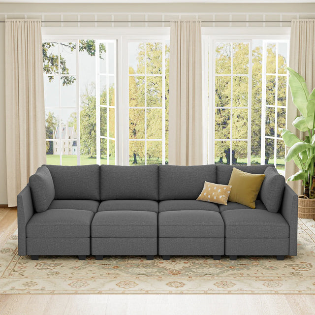 Modern 8-Seater Armless Modular Sectional Sofa With Storage - Omega Lifestyles