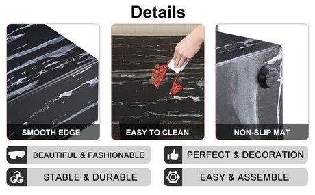 Modern Black Patterned MDF Rectangular Coffee Table - Omega Lifestyles