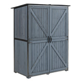 Outdoor Storage Cabinet Metal Wood Weather-Resistant Shed