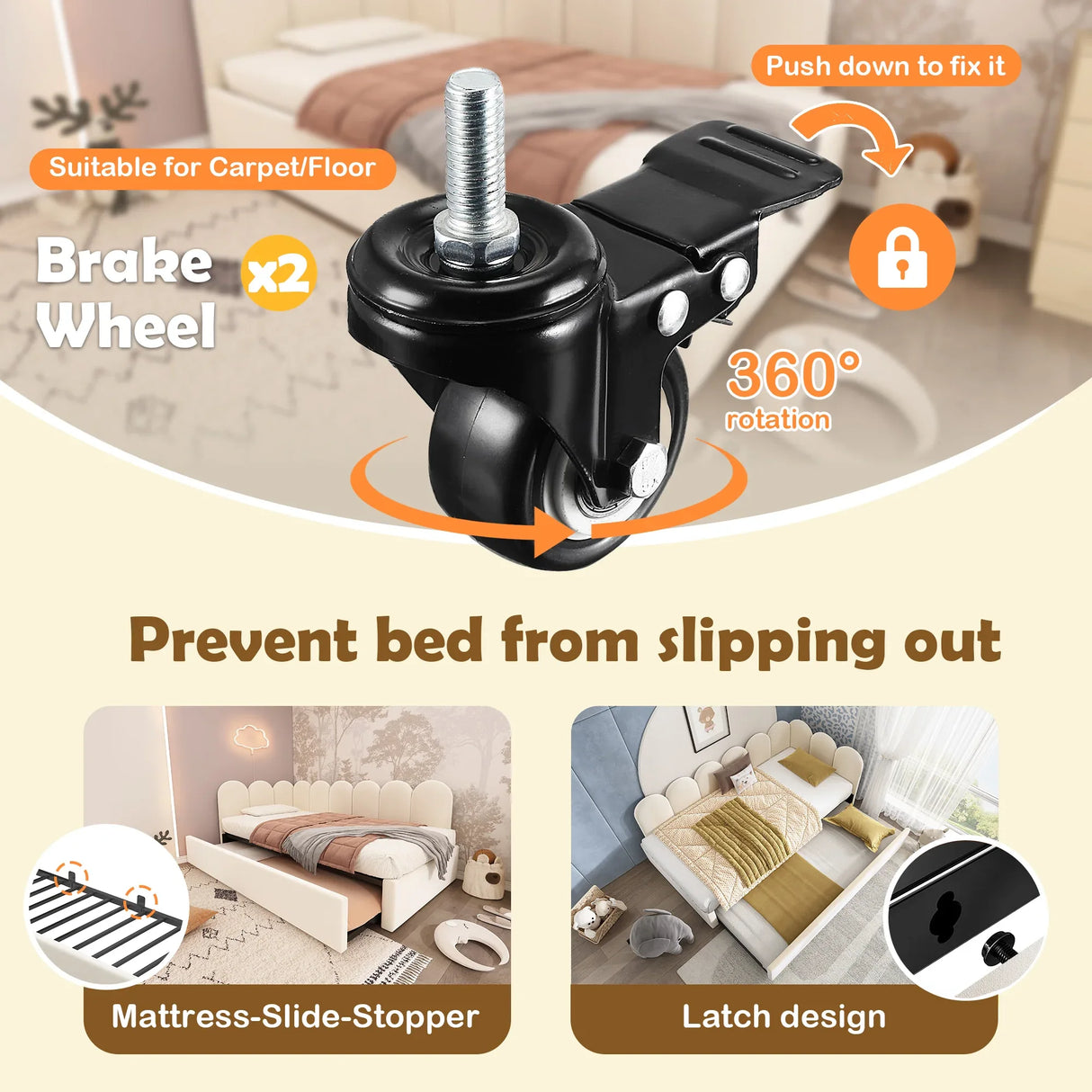 Beige Velvet L-Shaped Twin Daybed With Pull-Out Trundle - Omega Lifestyles