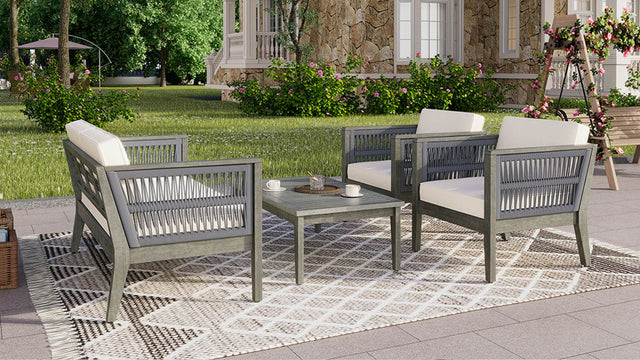 4-Piece Acacia Wood Outdoor Patio Furniture Set - Omega Lifestyles