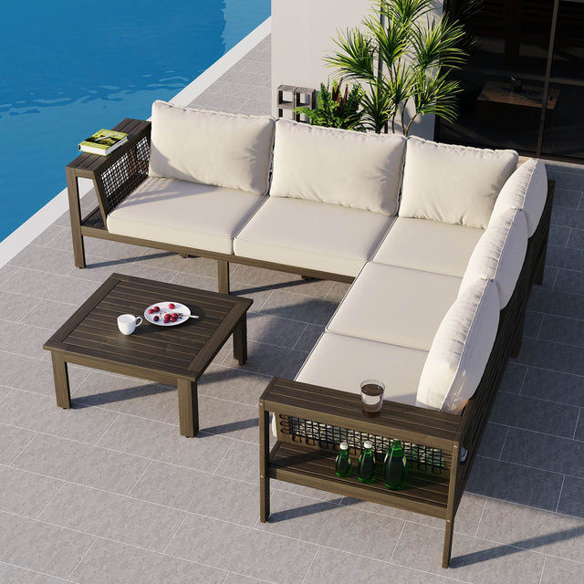 4-Piece Acacia Wood Outdoor Patio Sofa Seating Set - Omega Lifestyles