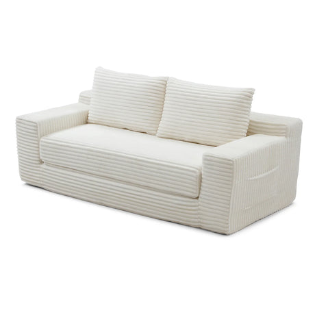 Convertible Corduroy Memory Foam Loveseat Sofa Bed - Omega Lifestyles
