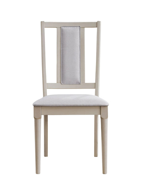 Set of 2 Beige Linen Padded Seat Side Chairs - Omega Lifestyles
