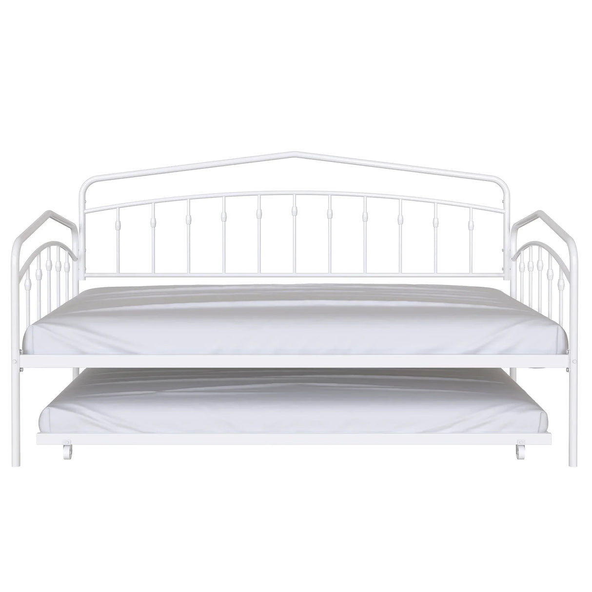 Twin Metal Daybed With Trundle White Bedroom Frame - Omega Lifestyles