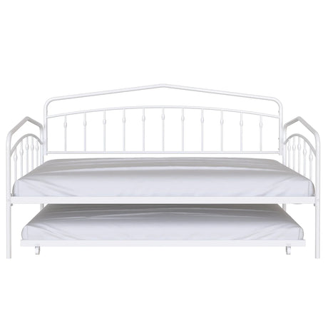 Twin Metal Daybed With Trundle White Bedroom Frame - Omega Lifestyles
