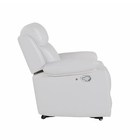 White Upholstered Medium Firm LED Glider Recliner Chair - Omega Lifestyles