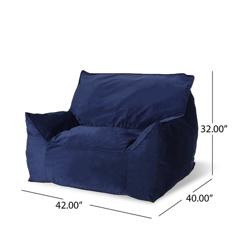 Velveteen Foam-Filled Armrest Bean Bag Chair - Omega Lifestyles