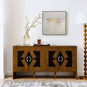 Mid Century Modern 60-Inch Walnut Storage Sideboard Cabinet - Omega Lifestyles