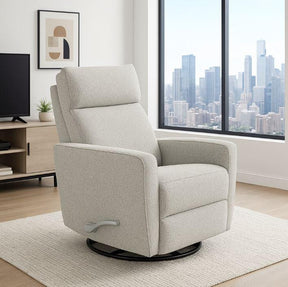 Beige Upholstered Manual Swivel Recliner Chair - Omega Lifestyles