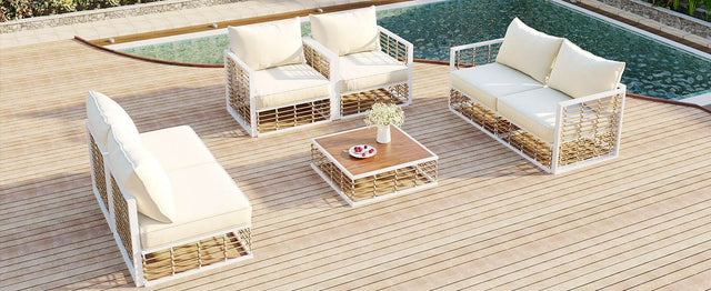 7-Piece Outdoor Metal Frame Sectional Sofa Set - Omega Lifestyles