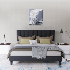 Full Size Upholstered Velvet Platform Bed Frame With Adjustable Headboard - Omega Lifestyles