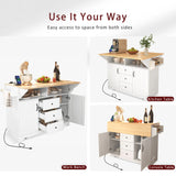 Folding Kitchen Island Cart With Power Outlet and Storage - Omega Lifestyles