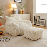 Giant Corduroy Bean Bag Chair With Armrests Footstool - Omega Lifestyles