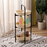 Farmhouse 3-Tier Handwoven Paper Rope Side Table - Omega Lifestyles