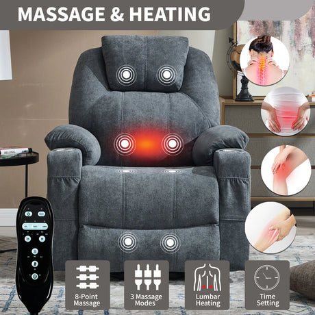 Power Lift Recliner Chair With Massage Heat And USB Ports - Omega Lifestyles