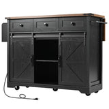 Farmhouse Kitchen Island Rolling Cart With Power Outlet - Omega Lifestyles