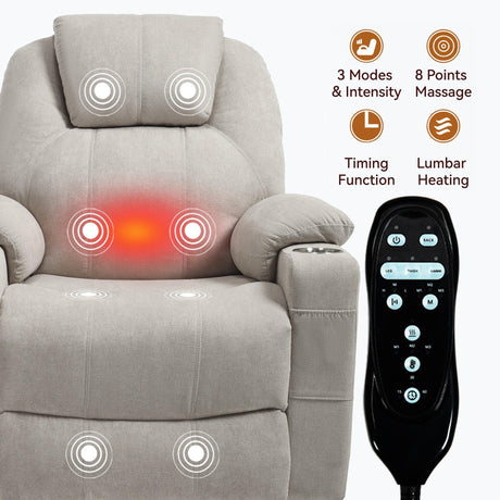 Power Lift Recliner Chair With Massage Lumbar Heat - Omega Lifestyles