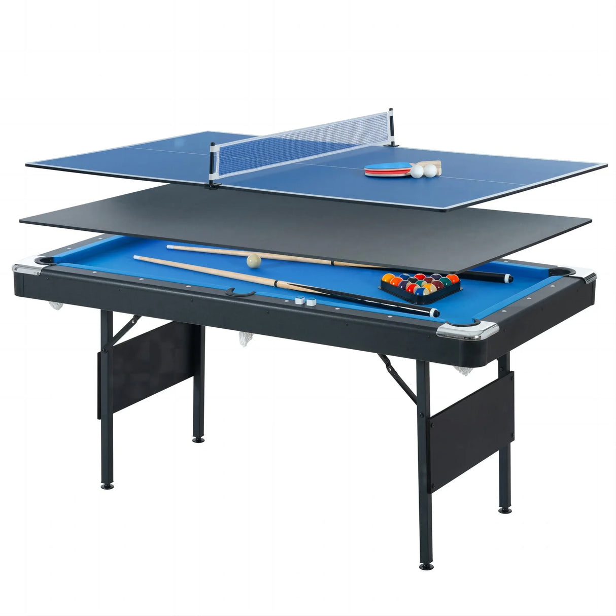 3-In-1 Multifunctional Pool Billiard Table With Tennis - Omega Lifestyles