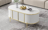 Modern Fluted MDF Coffee Table With Storage Cabinets - Omega Lifestyles