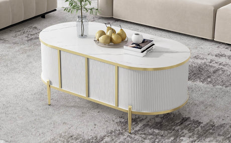 Modern Fluted MDF Coffee Table With Storage Cabinets - Omega Lifestyles