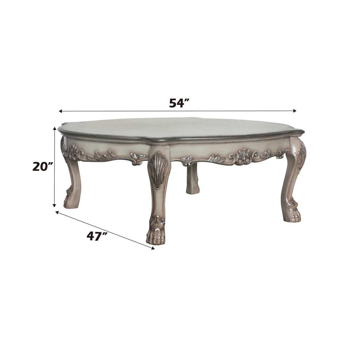 Transitional Vintage Resin Wood Ivory Coffee Table - Omega Lifestyles